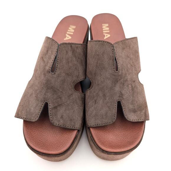 Mia Reta Platform Wedge Slide Sandal Cutouts Women's Brown Size US6 EU37 - Picture 9 of 11